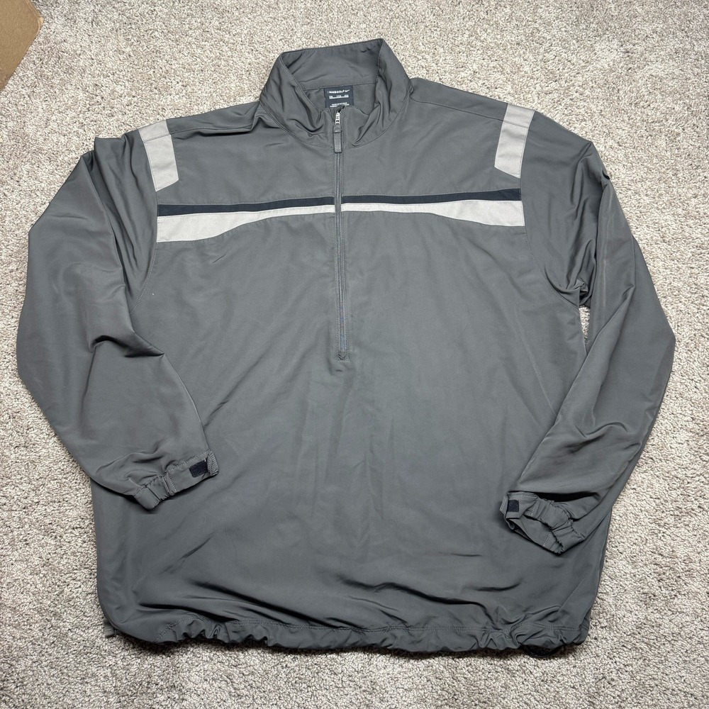Nike Golf  Mens XXL Gray/Black 1/2 Zip Windbreaker Pullover Jacket Drawstring